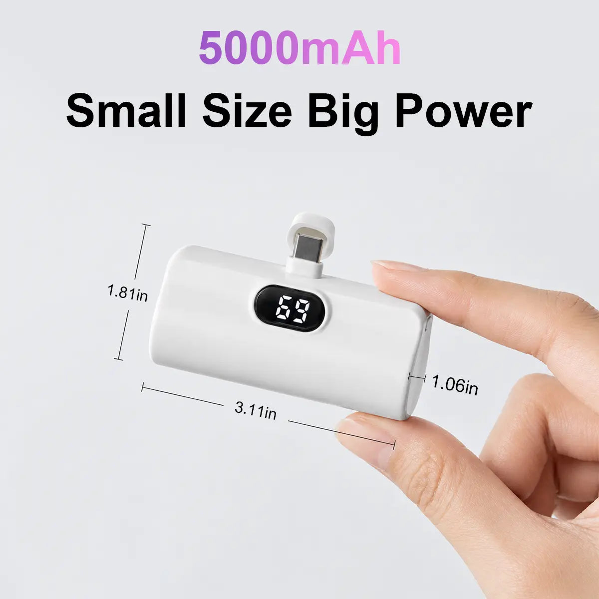 5000Mah Mini Capsule Universal Power Bank - 10W Fast Charging USB-C Portable Charger, Ultra Compact Lightweight Pocket External Battery Pack with Cable Compatibility for Iphone & Android Smartphones, Mobile Accessory, Accessories