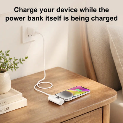 5000Mah Mini Capsule Universal Power Bank - 10W Fast Charging USB-C Portable Charger, Ultra Compact Lightweight Pocket External Battery Pack with Cable Compatibility for Iphone & Android Smartphones, Mobile Accessory, Accessories