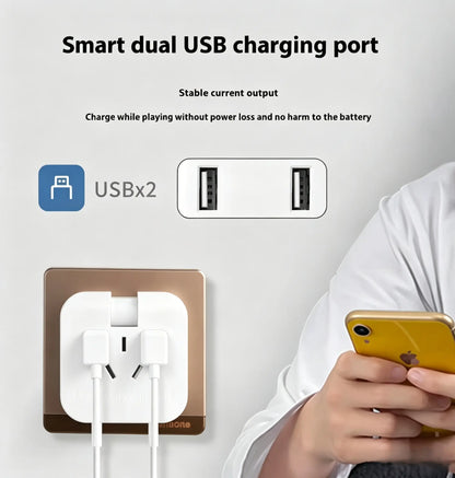 Multi Plug Outlet Extender Wall Outlet Travel Plug Adapter Surge Protector 2500W, 3-Sided 5 Adapter-Spaced Outlets 180° Rotate Plug Flat Pin Plug Outlet, 2 USB Ports (USB-C Fast Charging), Etl-Certified Extender Multifunctional