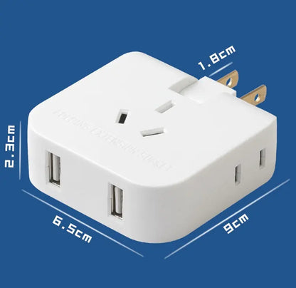 Multi Plug Outlet Extender Wall Outlet Travel Plug Adapter Surge Protector 2500W, 3-Sided 5 Adapter-Spaced Outlets 180° Rotate Plug Flat Pin Plug Outlet, 2 USB Ports (USB-C Fast Charging), Etl-Certified Extender Multifunctional