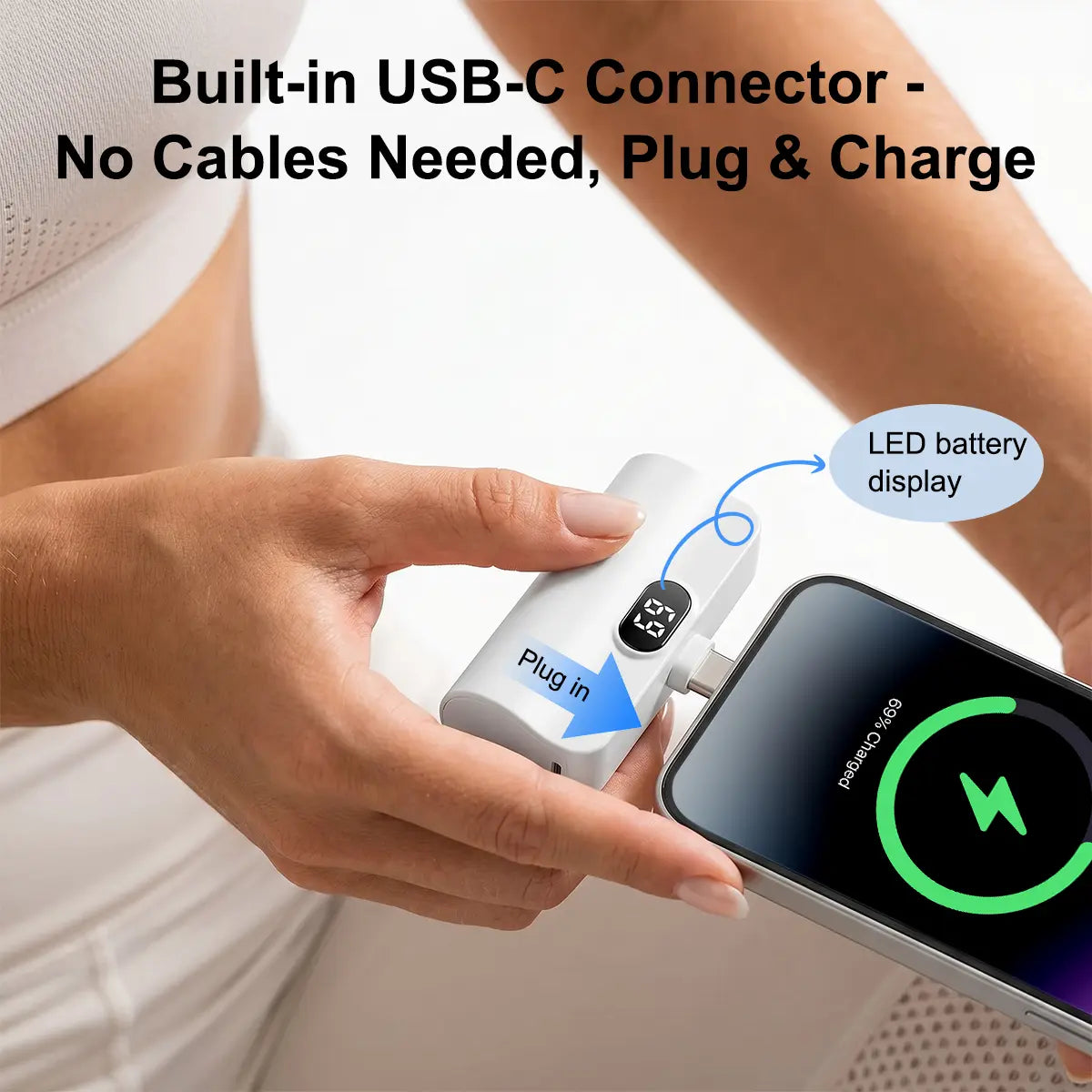 5000Mah Mini Capsule Universal Power Bank - 10W Fast Charging USB-C Portable Charger, Ultra Compact Lightweight Pocket External Battery Pack with Cable Compatibility for Iphone & Android Smartphones, Mobile Accessory, Accessories