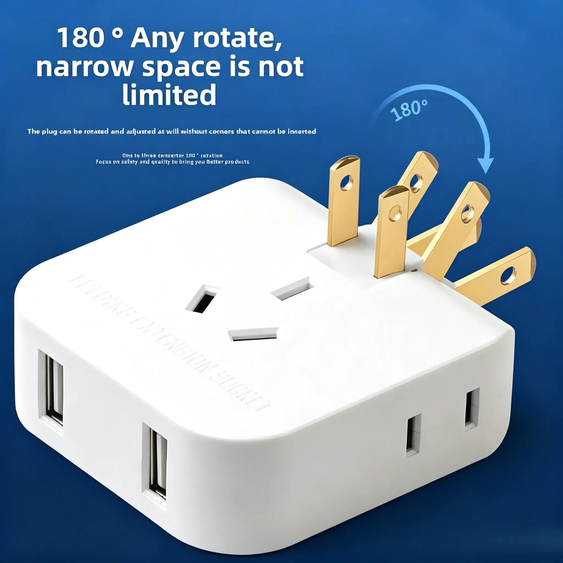 Multi Plug Outlet Extender Wall Outlet Travel Plug Adapter Surge Protector 2500W, 3-Sided 5 Adapter-Spaced Outlets 180° Rotate Plug Flat Pin Plug Outlet, 2 USB Ports (USB-C Fast Charging), Etl-Certified Extender Multifunctional