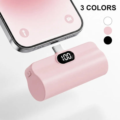 5000Mah Mini Capsule Universal Power Bank - 10W Fast Charging USB-C Portable Charger, Ultra Compact Lightweight Pocket External Battery Pack with Cable Compatibility for Iphone & Android Smartphones, Mobile Accessory, Accessories