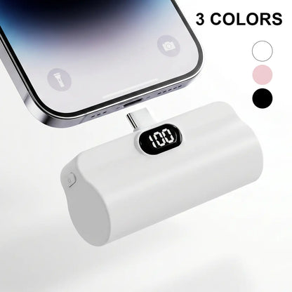 5000Mah Mini Capsule Universal Power Bank - 10W Fast Charging USB-C Portable Charger, Ultra Compact Lightweight Pocket External Battery Pack with Cable Compatibility for Iphone & Android Smartphones, Mobile Accessory, Accessories